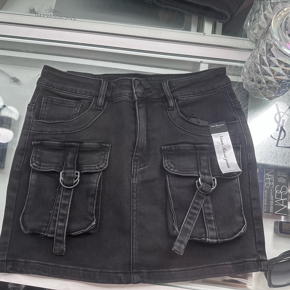 OOTDFash Black Mini Cargo Skirt